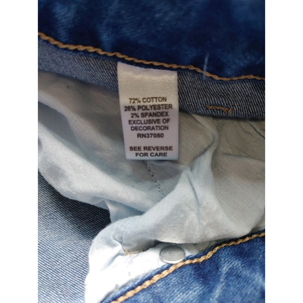 Cato Capri Patchwork Embroidered Denim Crop 16W Mid Boho Straight Leg Distressed - Picture 6 of 7